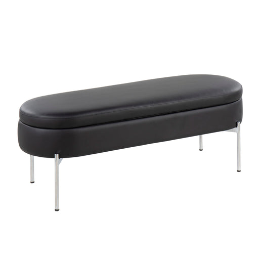Lumi Source Chloe contemporary glam storage bench with upholstered seat and sleek wooden legs, ideal for living room decor.