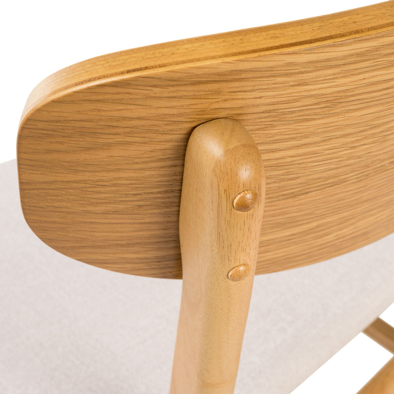 Set of two Noble House dining chairs with cushioned seats, featuring wooden legs and elegant design for kitchen or dining room.