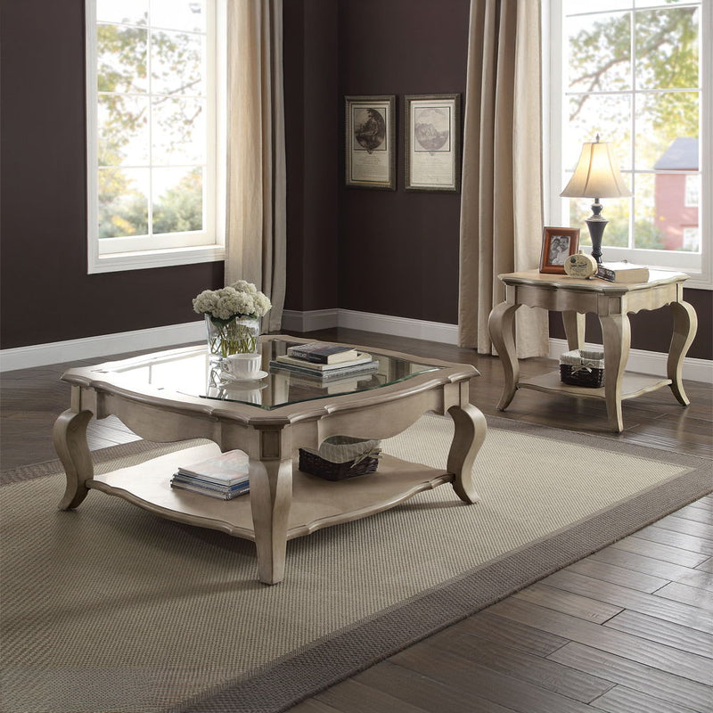 Chelmsford - Coffee Table - Clear Glass & Antique Taupe - R&R Furniture Gallery (Fountain Valley, CA)