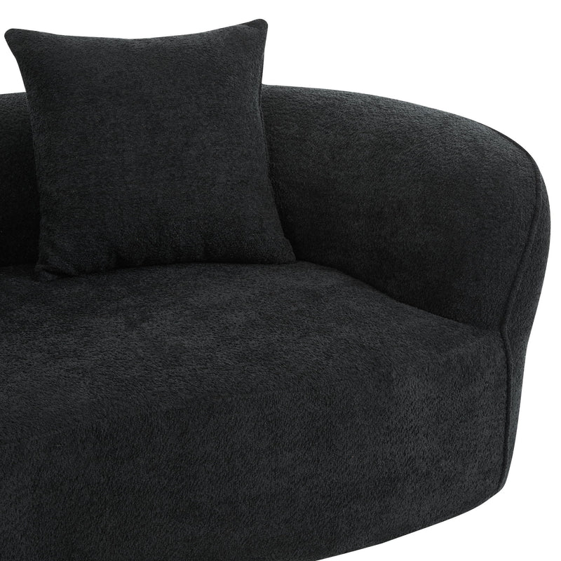 Elegant curved sectional sofa by Noble House featuring full foam cushions, ideal for stylish and comfortable stationary seating.