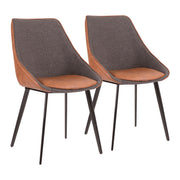 Set of two Lumi Source Marche contemporary chairs with two-tone brown and gray upholstery, modern design and wooden legs.