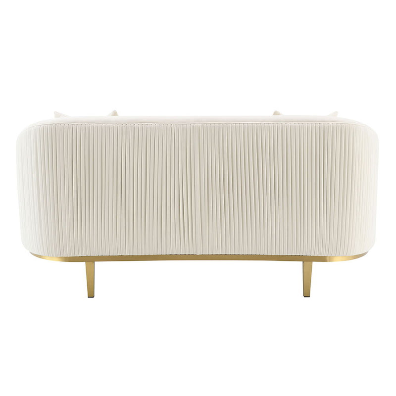 Martina - Loveseat With 2 Pillows - Ivory Velvet - R&R Furniture Gallery (Fountain Valley, CA)