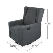Noble House Landau contemporary fabric upholstered swivel recliner with plush cushioning and a modern design.