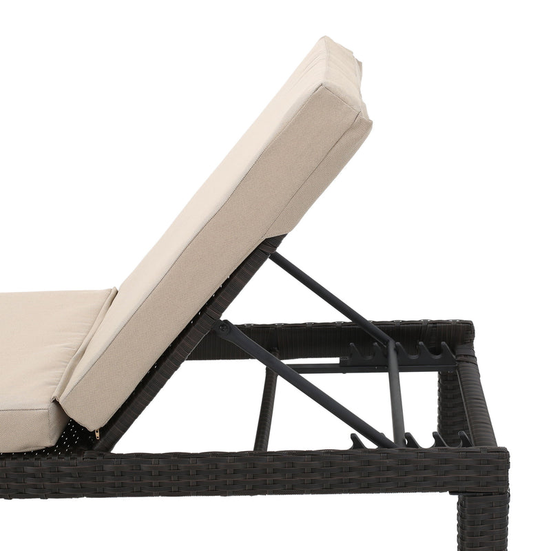 Puerta - Chaise Lounge Frame Cushion Outdoor Wicker Iron - Beige / Dark Brown - R&R Furniture Gallery (Fountain Valley, CA)