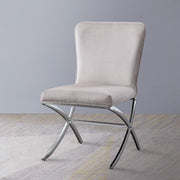Daire - Side Chair (Set of 2) - Light Gray Velvet & Chrome - R&R Furniture Gallery (Fountain Valley, CA)