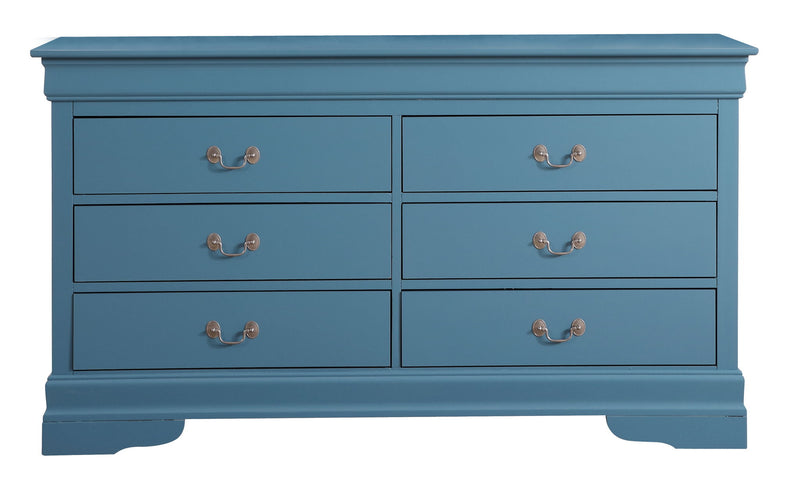 Traditional storage dresser by Glory Furniture featuring elegant wood finish and multiple drawers for spacious organization.