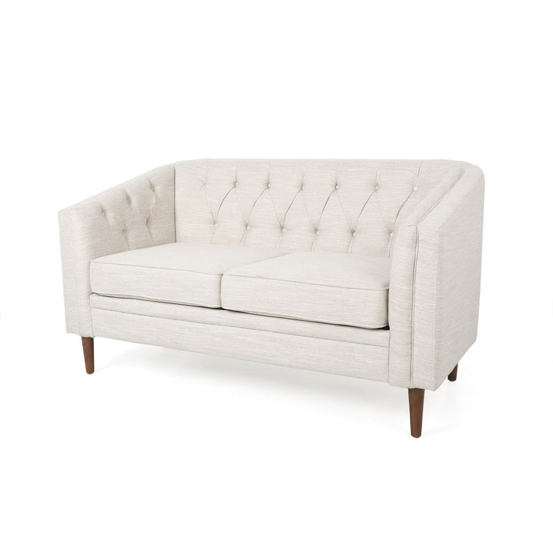 Sophisticated Loveseat With Diamond Stitched Detailing - R&R Furniture Gallery (Fountain Valley, CA)