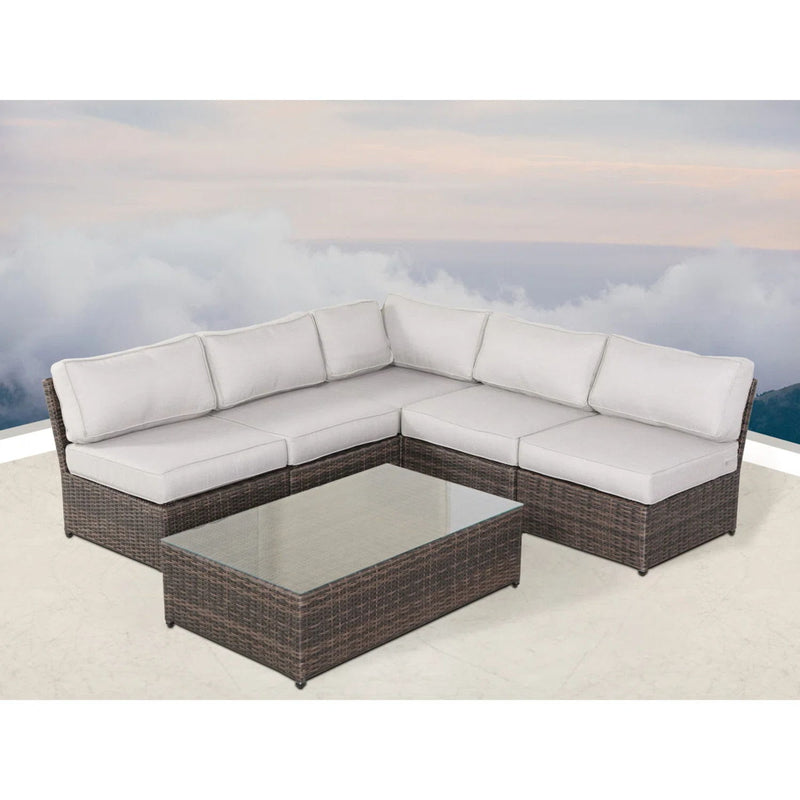 Comfortable Modern Patio Rattan Sectional Set With Cushions - R&R Furniture Gallery (Fountain Valley, CA)
