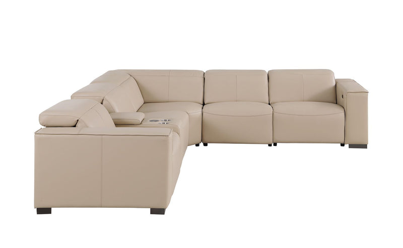 1208 - 6-Piece L-Shaped Leather Reclining Sectional With 3 Power Recliners