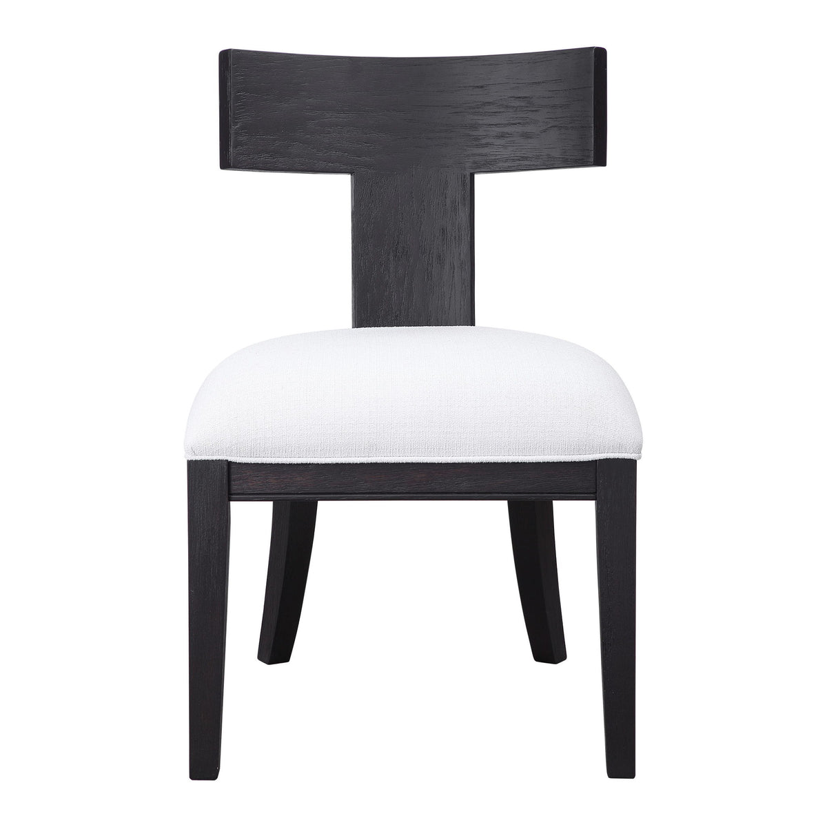 Uttermost Idris armless side chair with plush upholstery and wooden legs, showcasing modern design and neutral fabric.