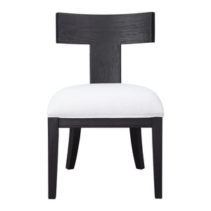 Uttermost Idris armless side chair with plush upholstery and wooden legs, showcasing modern design and neutral fabric.