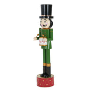Noble House Christmas nutcracker holiday decor in green and red standing upright with festive details