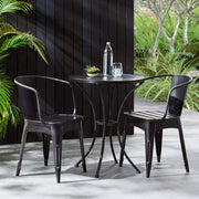 Noble House Yearn 3-piece outdoor bistro set with a round table and two chairs, ideal for patio or garden use.