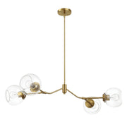 Ashcroft Furniture Jewel 4 Lights chandelier with clear glass and gold accents hanging ceiling light fixture for elegant decor.