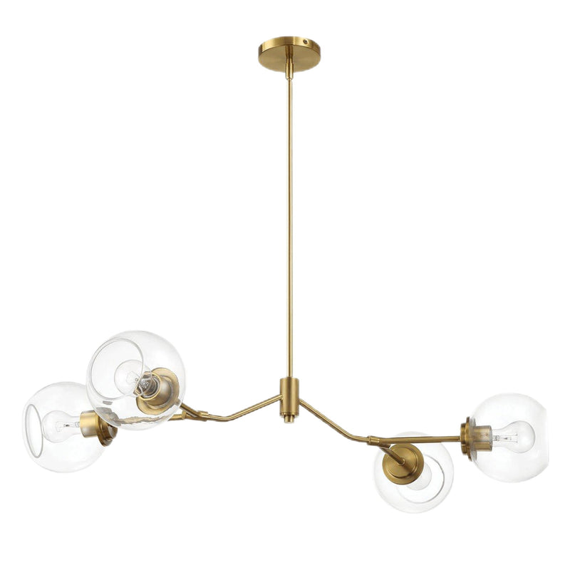 Ashcroft Furniture Jewel 4 Lights chandelier with clear glass and gold accents hanging ceiling light fixture for elegant decor.