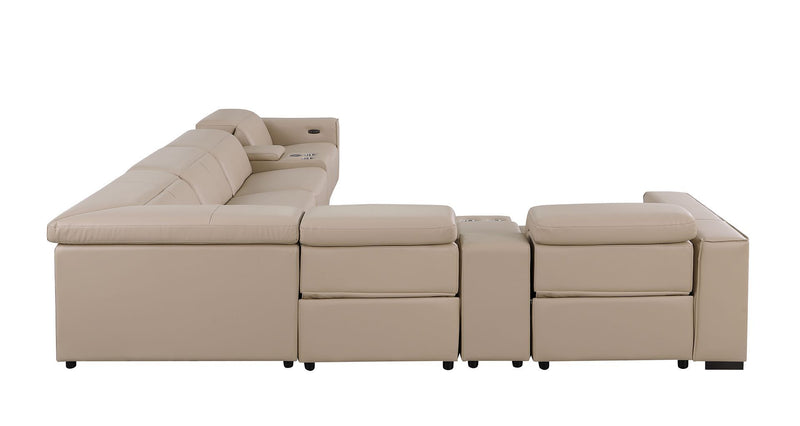1208 - 8 Piece L Shaped Leather Sectional With 4 Power Recliners & Power Headrests