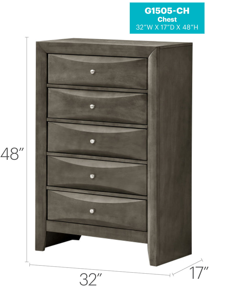 Glory Furniture Marilla accent chest with wooden finish, featuring multiple drawers and elegant design for stylish storage.