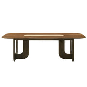 Kyree walnut dining table by ACME with sleek wooden surface and modern design, perfect for contemporary dining rooms.