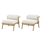 La Fiora - Outdoor Patio Iron Club Chair (Set of 2) - Off White / Teak - R&R Furniture Gallery (Fountain Valley, CA)