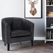 Handcrafted Austin arm chair by Simpli-Home featuring a plush fabric upholstery and wooden legs, designed for comfortable seating.