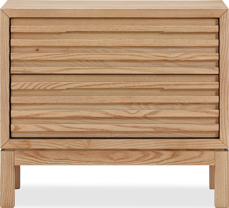 Tanner Two Drawer Ash Wood Nightstand in Flaxen