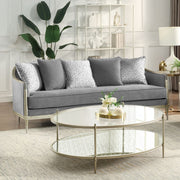 Fernando - Sofa With 5 Pillows - Gray Chenille & Champagne - R&R Furniture Gallery (Fountain Valley, CA)