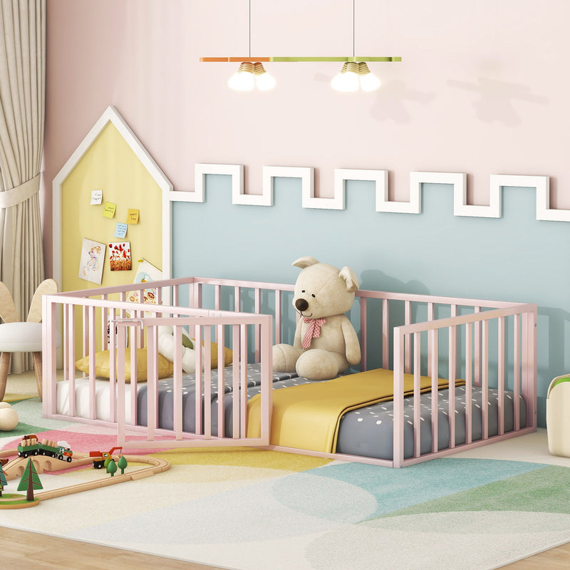 Metal Floor Bed Frame With Fence And Door - R&R Furniture Gallery (Fountain Valley, CA)