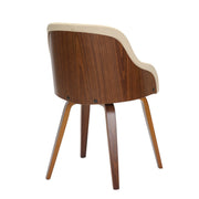 Lumi Source Bacci mid-century modern arm dining chair with sleek wooden legs and upholstered seat, stylish and comfortable.