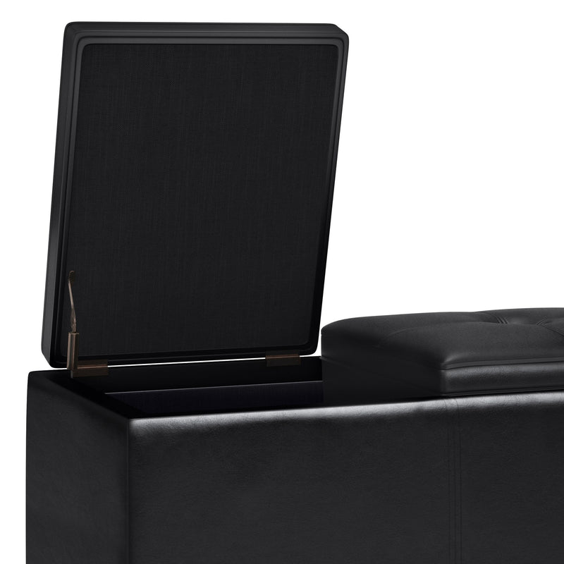 Avalon - Tray Storage Ottoman With Lift Up Lids - Midnight Black - R&R Furniture Gallery (Fountain Valley, CA)