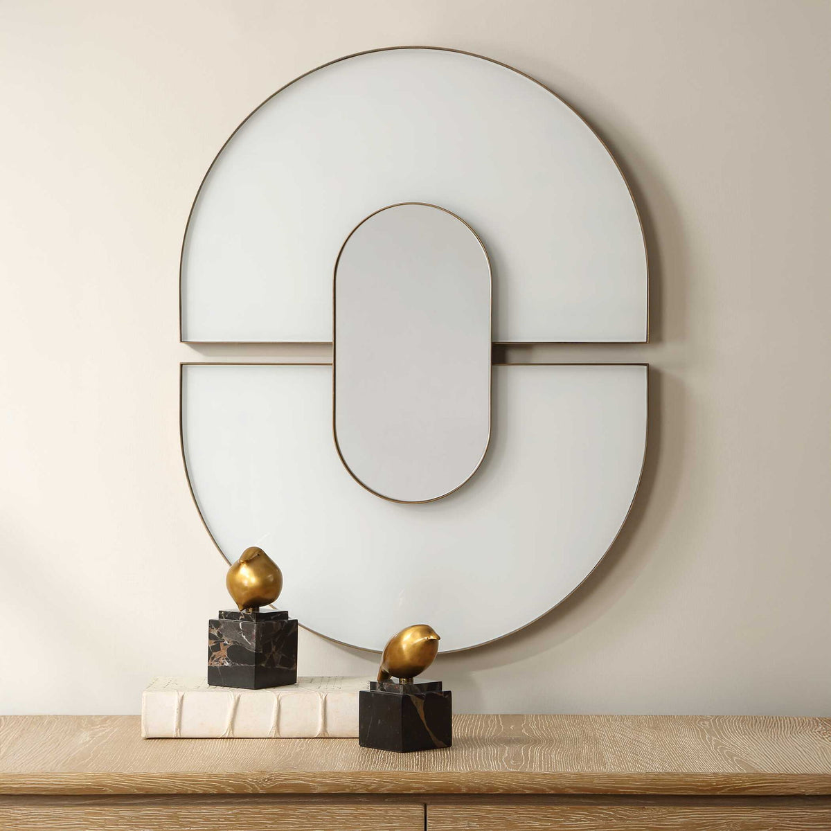 Encase - Modern Oval Mirror - White