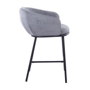 Pair of Lumi Source Ashland contemporary counter stools with wooden seats and metal legs, set of two for modern kitchen or bar area.