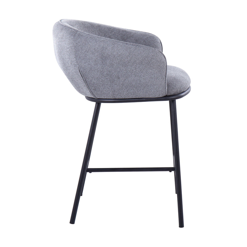 Pair of Lumi Source Ashland contemporary counter stools with wooden seats and metal legs, set of two for modern kitchen or bar area.