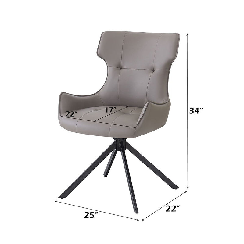 Damita - Camel Synthetic Leather Side Chair With Swivel (Set of 2) - Gray & Black Finsh - R&R Furniture Gallery (Fountain Valley, CA)