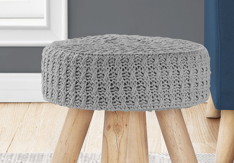 Ottoman, Pouf, Footrest, Foot Stool, Round, Natural Wood Legs, Contemporary, Modern - R&R Furniture Gallery (Fountain Valley, CA)