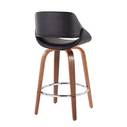 Set of two Lumi Source Fabrico mid-century modern counter stools with round footrests, fixed height, and sleek design.