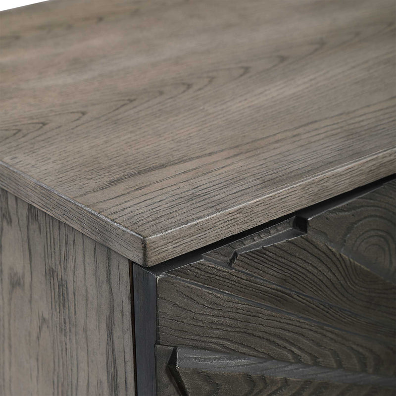 Gray Oak 2-door accent cabinet by Uttermost featuring a sleek, modern design with ample storage and stylish hardware.