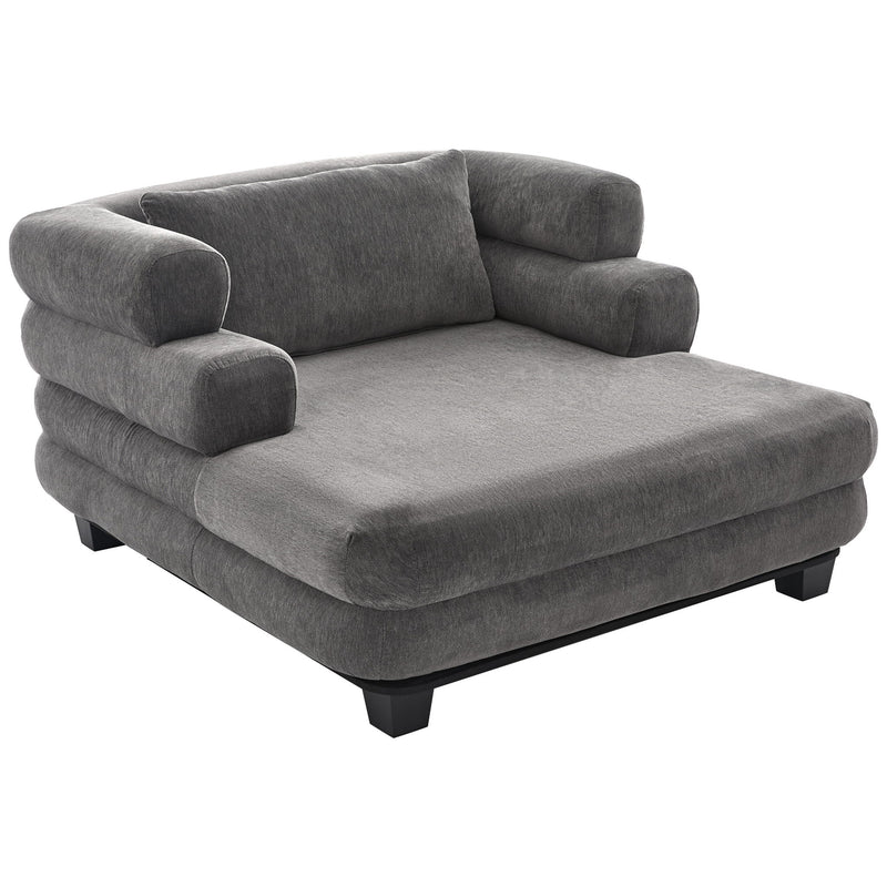 Noble House oversized chaise lounge sofa bed with deep seat and layered armrests, modern and comfortable seating option.