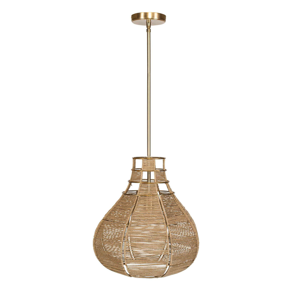Hestia - 1 Light Natural Rope Pendant - Light Brown