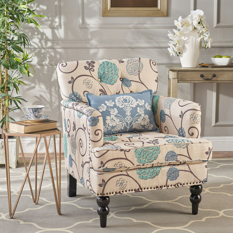 Vitality - Club Chair With Button Tufted Diamond Stitching And Turned Legs - R&R Furniture Gallery (Fountain Valley, CA)