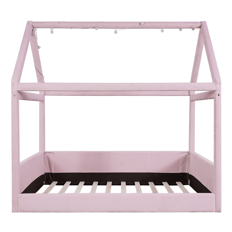 Upholstered House Style Daybed With LED Light Strips