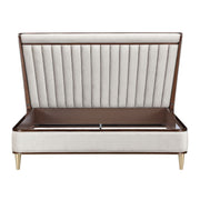 Houston - Eastern King Channel Tufted Panel Bed - Porcini / Walnut - R&R Furniture Gallery (Fountain Valley, CA)