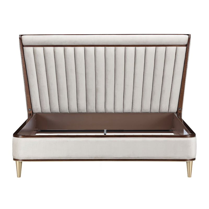 Houston - Eastern King Channel Tufted Panel Bed - Porcini / Walnut - R&R Furniture Gallery (Fountain Valley, CA)