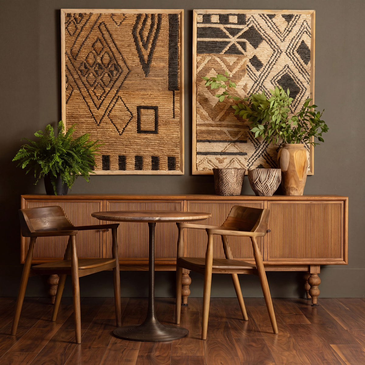 Kasen - Bistro Table - Brown And Green And Antique Brass