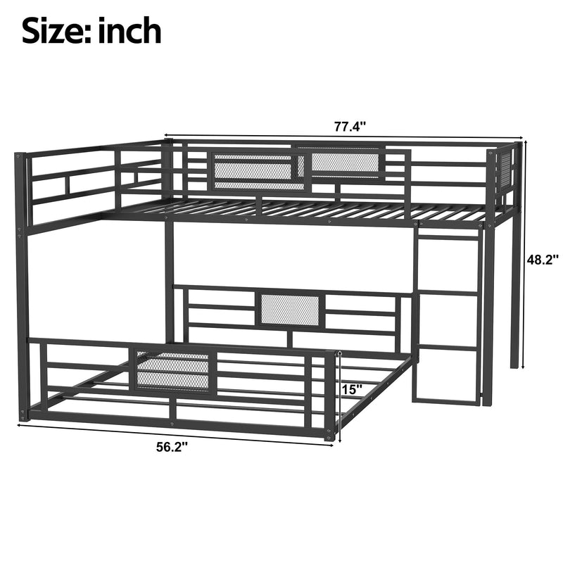 Dreamland L-shaped bunk bed with safety features, showing sturdy frame and space-saving design in a bedroom setting.