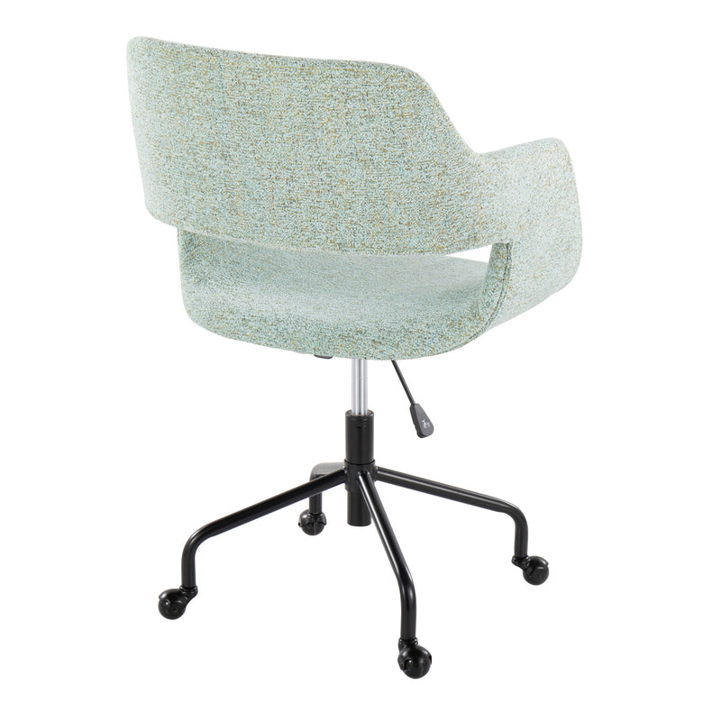 Lumi Source Margarite contemporary adjustable office desk chair with cushioned seat and backrest, black finish, and chrome base.
