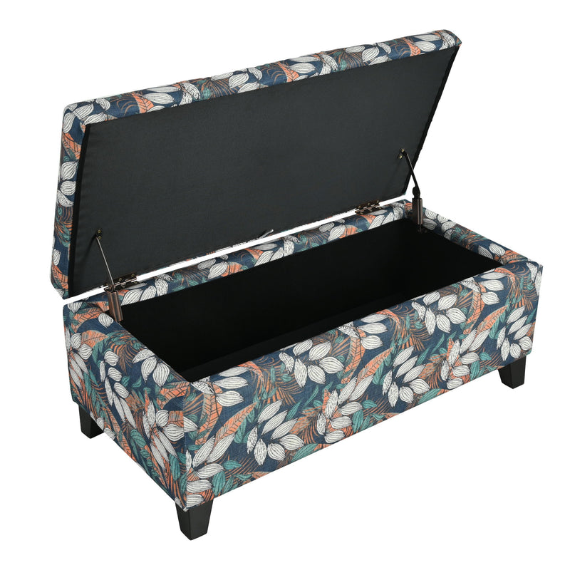 Charming Floral Storage Ottoman With Upholstered Fabric - R&R Furniture Gallery (Fountain Valley, CA)