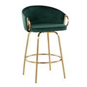 Pair of Lumi Source Claire contemporary glam counter stools with sleek design and modern upholstery, set of two.