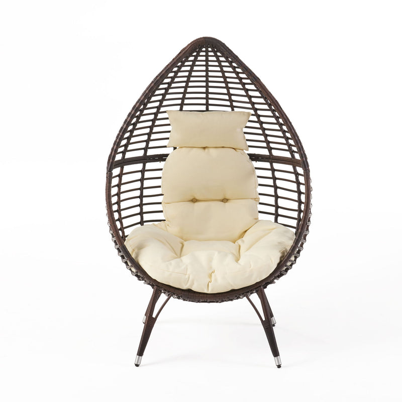 Cutter Teardrop Patio Chair With Water Resistant Cushion - Multi / Brown / Beige - R&R Furniture Gallery (Fountain Valley, CA)