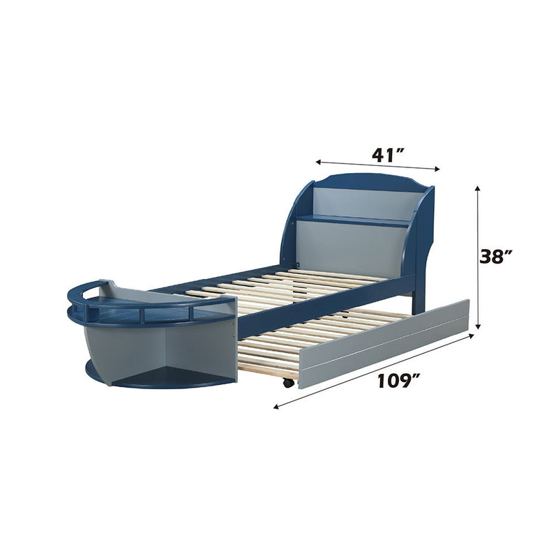 Neptune II - Twin Bed - Gray / Navy - R&R Furniture Gallery (Fountain Valley, CA)