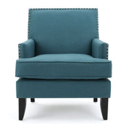 Noble House Serenada upholstered fabric arm chair with nailhead trim and tapered birch legs, stylish and comfortable for living rooms